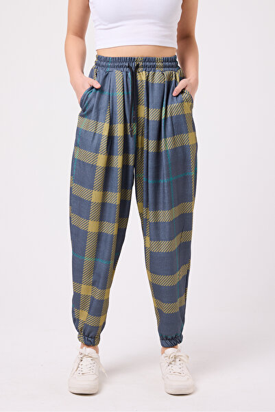 Superbluemexico Women's Street Style Printed Wrinkled Sports Baggy Trousers