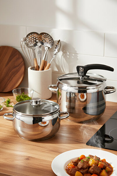 Manheim M326 2-Piece 3.5+7 Liter Stainless Steel Pressure Cooker Set