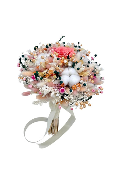 Eventissimi Buchet flori uscate bumbac si trandafir criogenat peach fuzz pent...