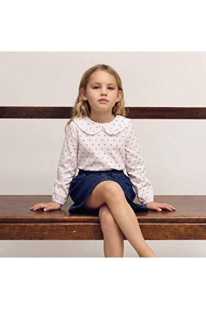 Teeny Weeny Kids Cămașă din bumbac cu model inimioare pentru fete