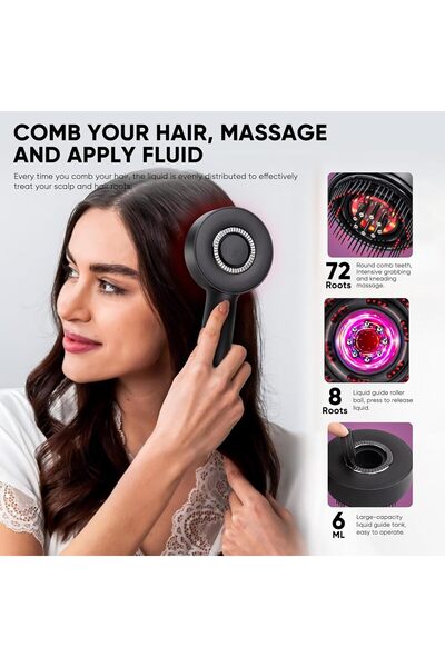 BuzyBe Shiatsu Scalp Massager Brush with Red Light Therapy Head Massager Brush with Hair Oil Applicator