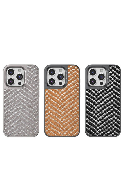 OZBAY TICARET غطاء OZB لهاتف آيفون 15 برو ماكس فيبر - أسود 968654132