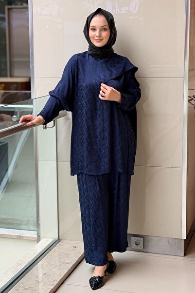 Ghisa Python Patterned Shawl Collar Tunic Trouser Set
