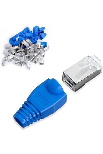 The Bros erorex 50 Pack RJ45 Cat6 Pass Through Connector and RJ45 Strain Reli...