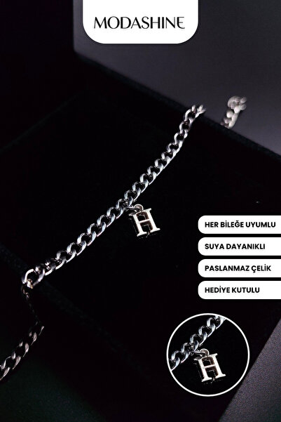 ModaShineShop Letter H Stainless Steel Bracelet – Adjustable Letter Bracelet ...