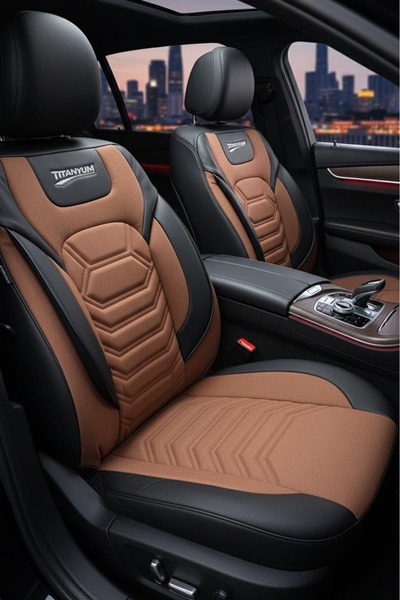 GM-DESIGN Titanium Series Luxury Linen Universal Car Seat Covers - Full Set f...