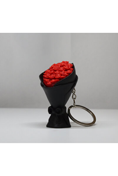 YS Yıldızhanstore 3D Keychain with Black & Red Rose Bouquet Design - Stylish ...