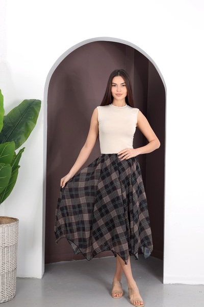 YEK&BİR Поличка от гумиран шифон с кариран десен