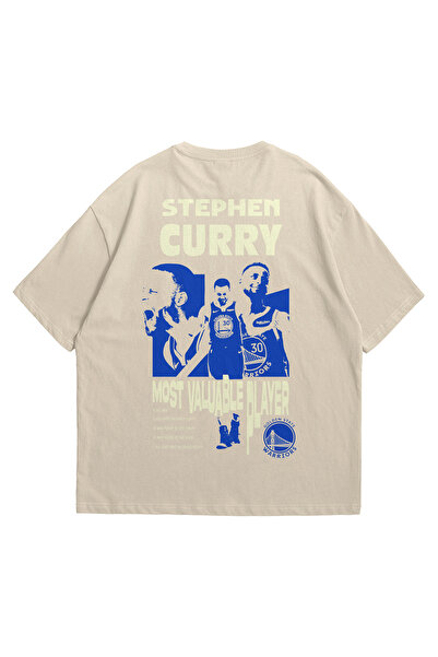 Calvin Jones تي شيرت كريمي كبير الحجم للجنسين - تي شيرت ستيفن كوري واريورز مط...