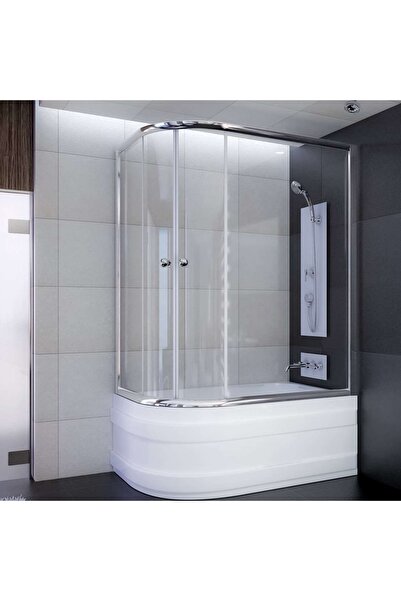 Sırduş 150x100 Sır-Lüks Asimetrik Küvet Üstü Duşakabin Sağ