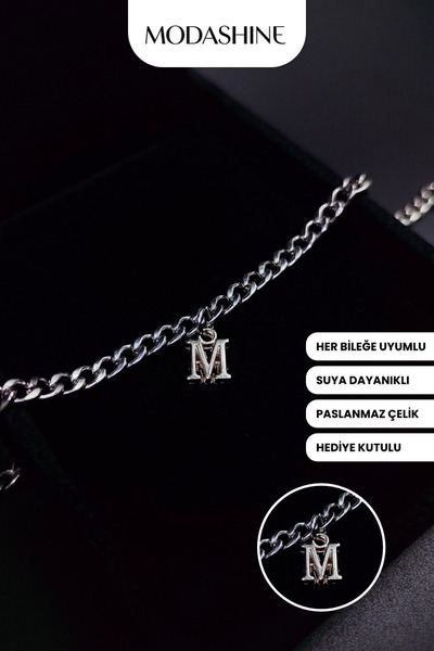 ModaShineShop Letter m Stainless Steel Bracelet – Adjustable Letter Bracelet ...