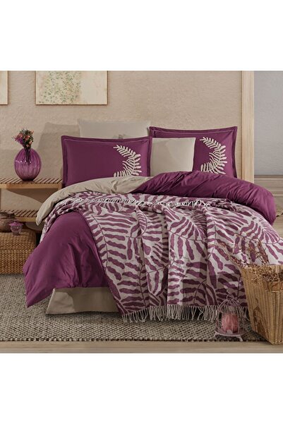 Clasy Double Duvet Cover Set with Blanket Liora V1 Lilac