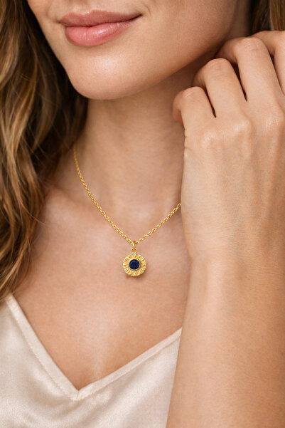 Ariş Altın Kaplama Gümüş Topaz Taşlı Minimal Kolye