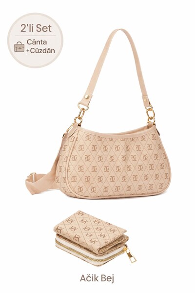 Newish Polo Women's Shoulder Bag and Wallet Set of 2 – Monogram Patterned, Zi...