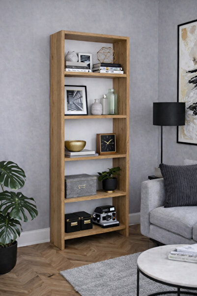 258 MoLife Yalın 5 Raflı Kitaplık - Çalışma Odası, Ofis, Oturma Odası - Çam