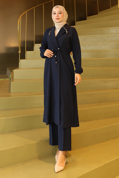 Missvalle Yakası Fermuar Detaylı Takım Lacivert 19276