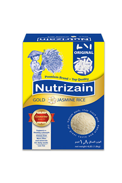 Nutrizain Gold Jasmine rice 4lb (1.8kg) Box | Vacuum Packed for Longer Freshness