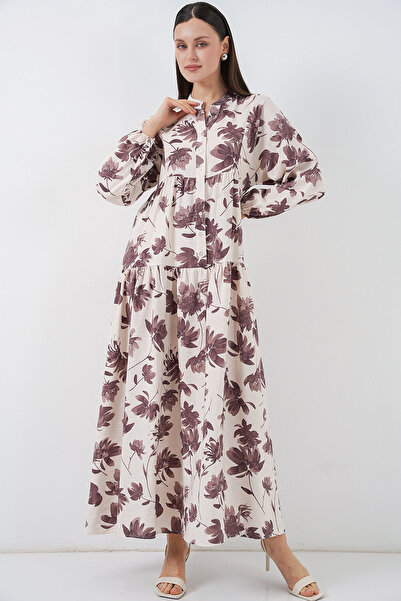 Bigdart Women's Lilyum Fabric Long Hijab Dress 2593 - Brown