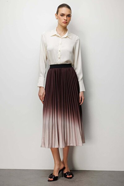 Ekol Pleated Color Gradient Midi Skirt
