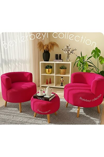 BEYLERBEYİ Köşe Takım, koltuk takımı, fuşya peluş kumaş çay Seti Ikili Koltuk...