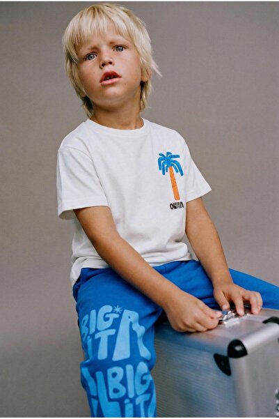 Magu Σετ 2 τεμαχίων για αγόρια: Βαμβακερό μπλουζάκι με λευκό στάμπα και μπλε ...