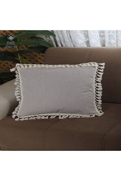 DNC home tekstil Husă de pernă decorativă din in bej cu pompon (43x43)