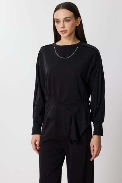 ON Bluză cu decupaj asimetric și detaliu lanț