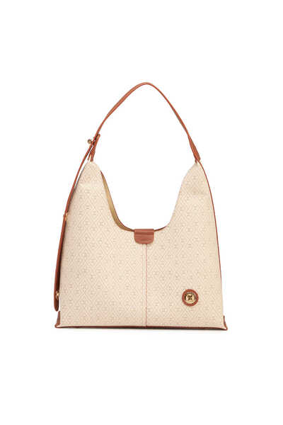 Tergan Bej Print Kadın Omuz Çantası - S26Y1PR09191-E52