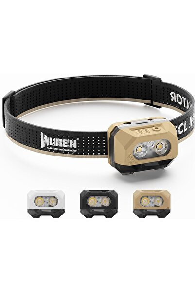 Wuben مصباح رأس H4 قابل لإعادة الشحن، مصباح رأس فائق السطوع بقوة 800 لومن، مص...