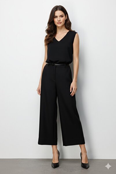 Ekol Belt Detailed Women's Trousers 4012