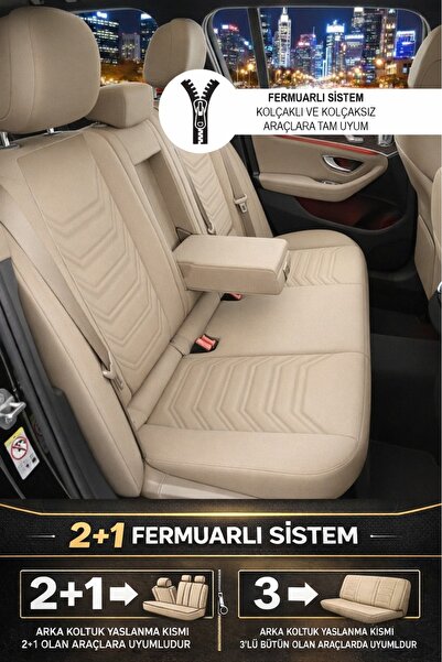 GM-DESIGN Titanyum Serisi Lüks Keten Üniversal Oto Koltuk Kılıfı - 5 Koltuk Tam Set