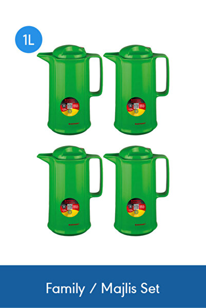 ROTPUNKT ترمس فاخر سعة 1 لتر، طقم من 4 قطع، لون أخضر - يحافظ على المشروبات سا...