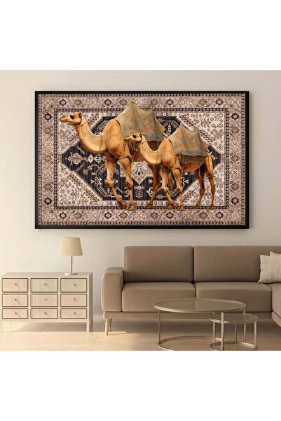 Marktna A canvas painting with a traditional art design and a hollow wooden f...