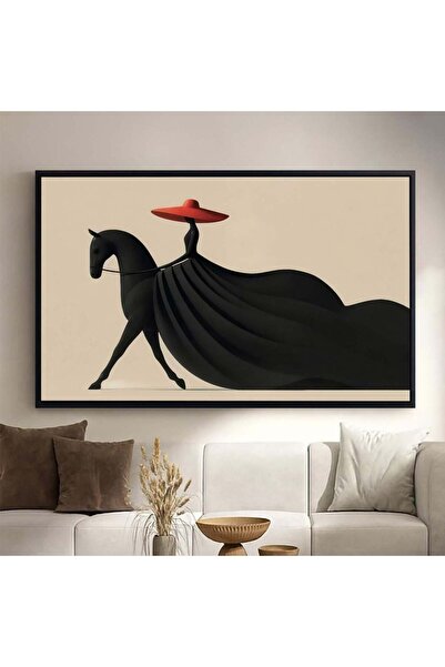 Marktna Horse-themed canvas painting with a hollow, colored wooden frame