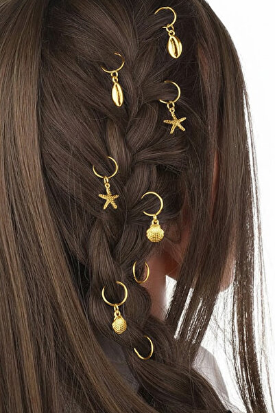 M Miel مجموعة دبابيس شعر نسائية ذهبية على شكل صدفة البحر