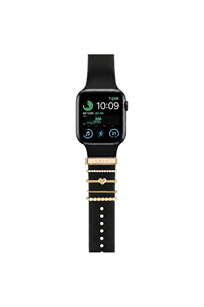 Casen Watch Akıllı Saat Uyumlu Kordon Takısı Şık Charm Seti Love Yazılı Gold ...