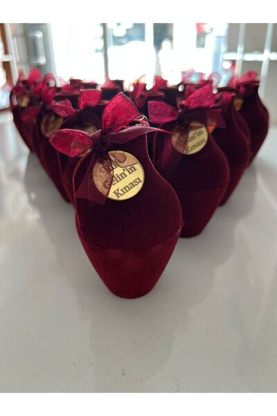 Rüyam Kişiye Özel Bordo Kadife Kına Kesesi – İsimli Gelin Kınası Hediyeliği