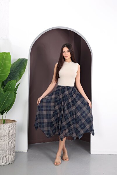 YEK&BİR FUSTĂ DIN ȘIFON CU MODEL PĂTRAT, CU CĂPTUȘEALĂ INTERIOARĂ ȘI DETALII ...