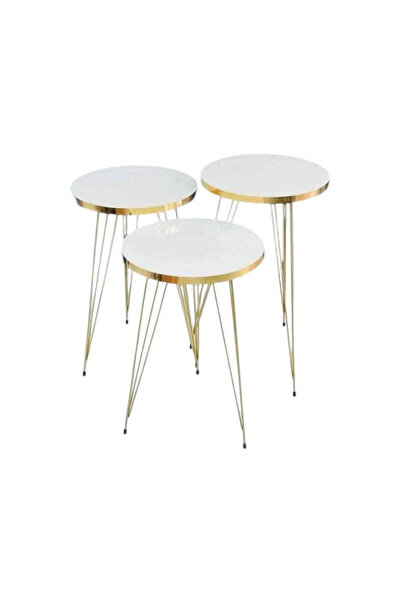 OKAE Turkish 3-piece round table set with a modern nesting design for living ...