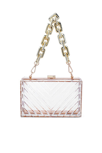 london Rag Women Transparent Chevron Pattern Clear Clutch Bags
