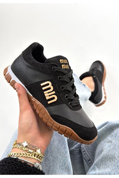 STUMBANNG Marje Black Leather Lace-Up Sneakers