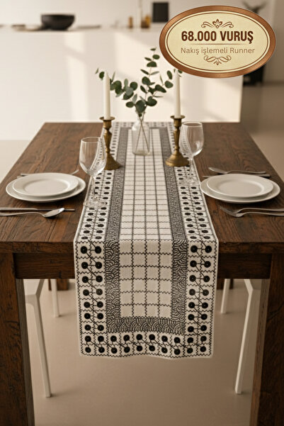 Morlay Linen Series |   68.000 Stitches Heavy Embroidery Embellished Linen Ru...