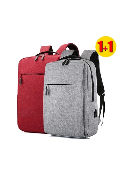 Zen Store 2 PC COMBO RED AND GRAY Laptop Backpack 15 16 Inch, Slim Durable La...