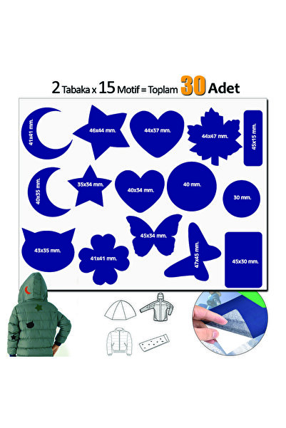 FIXALL ADHESIVE PRODUCTS Yapışkanlı Polyester Kumaş Çeşitli Şekilde 30 adet M...