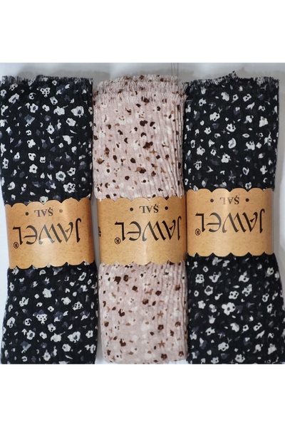 JAWEL Kadın Kırışmaz Tesettür 3'lü Bürümcük Şal Paketi