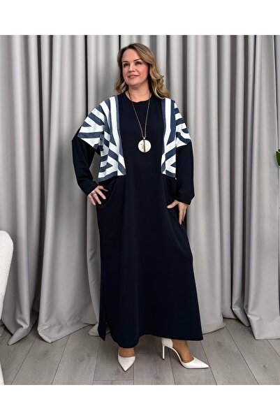 FUNDA فستان نيلاني بتصميم أنيق باللون الأزرق الداكن