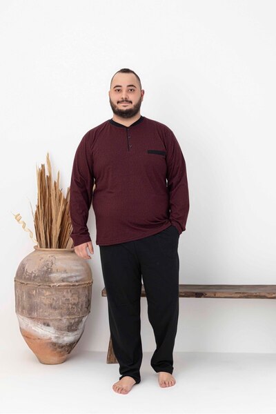 Tarık Set de pijamale tricotate din bumbac pieptănat, cu mâneci lungi, cu mod...