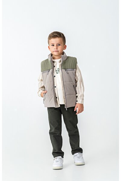 LUCY EXCLUSİVE طقم صبيان من 4 قطع (سترة، قميص، تي شيرت، بنطلون) مناسب للعيد