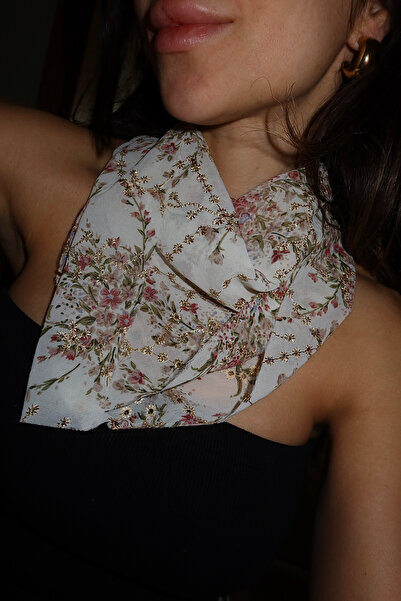 by2 roselenda Kadın Çok Renkli Çiçek Desenli Şifon Fular