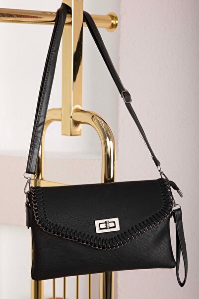 EBRUTESETTÜR Knitted Stitched Cover Hand & Shoulder Bag Black